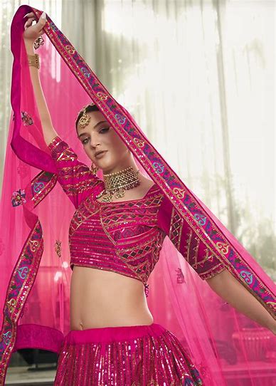 Deep Pink Lehenga with Rich Woven Border