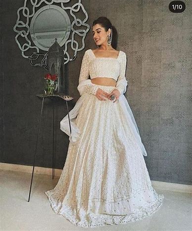 White Chikankari Lehenga